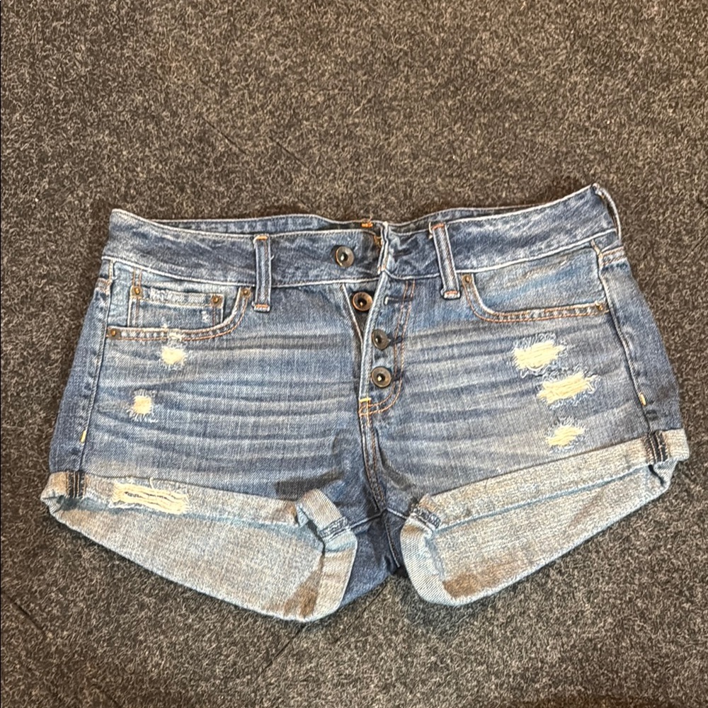 Abercrombie & Fitch Blue Distressed Jean Shorts